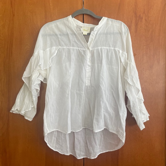 Gauzey Anthropologie blouse with ruffles - Picture 1 of 6